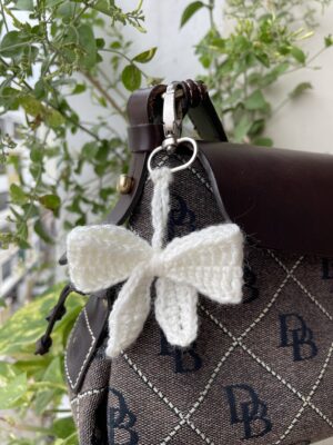 crochet coquette bow bag charm 2