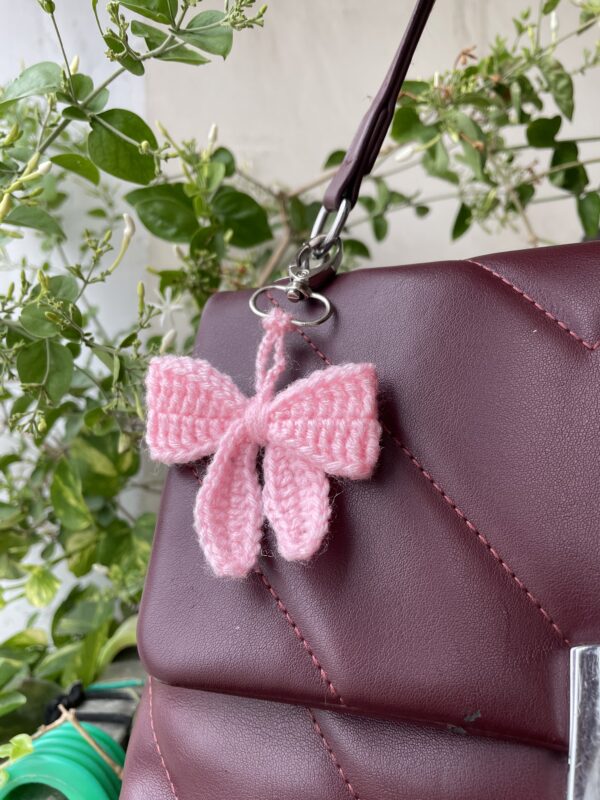 crochet coquette bow bag charm 3