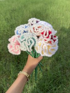 Carnation Crochet Blossom – Handmade Floral Accent for Home Décor